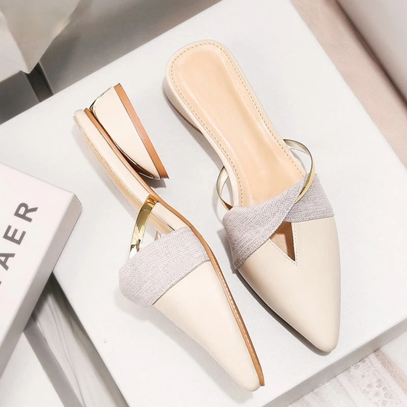 

2021 New Summer Flats Lady Sandals Slippers Soild Color Slip on Pointed Toe Women Mules Outdoor Slipper Shoes Woman Slides A194