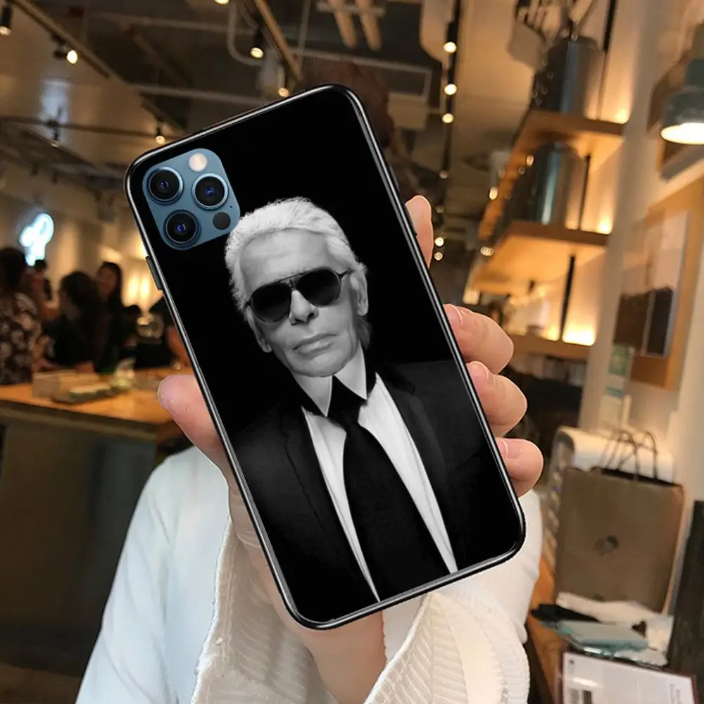 

World famouso designer karls Style Phone Case cover For iphone 12 pro max 11 8 7 6 s XR PLUS X XS SE 2020 mini black cell she