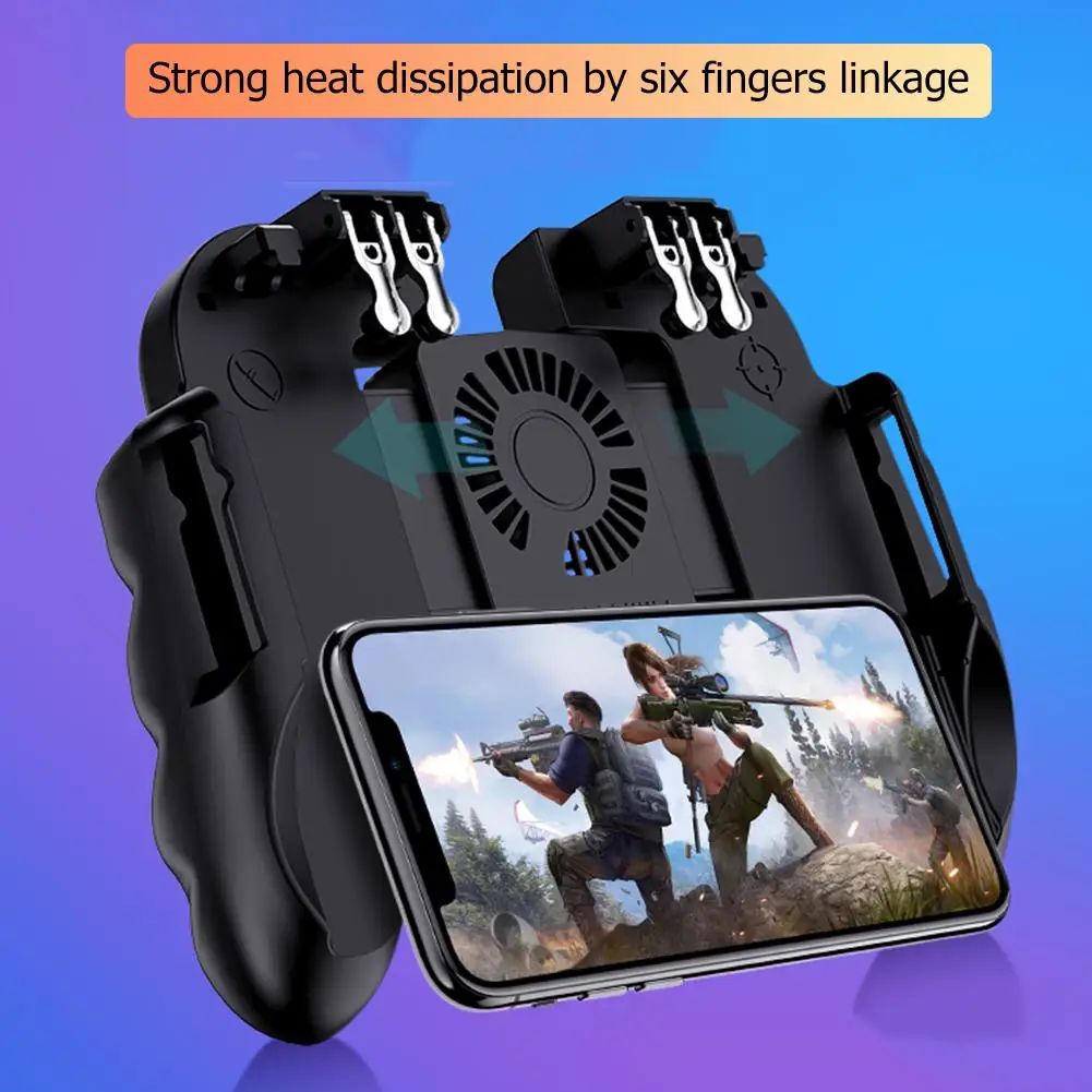 

AK66 Six Finger All-in-One Controller Mobile Game Controller Free Fire Key Button Joystick Gamepad L1 R1 Trigger for PUBG