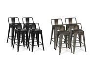 costway set of 4 low back metal counter stool 24 seat height industrial bar stools gunblack hw61704