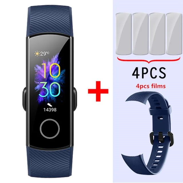 blue add blue Умный Браслет huawei Honor Band 5, Оксиметр крови, кислород, волшебный цвет, сенсорный экран, для плавания, для обнаружения сердечного ритма, сна, сна - Цвет: blue add blue