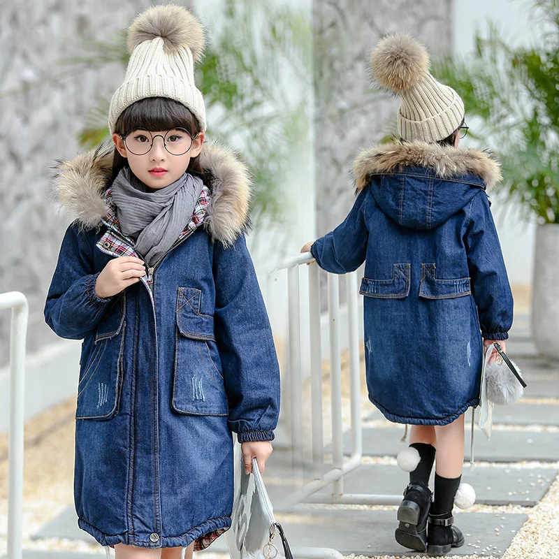 Куртка для маленьких девочек зимние куртки джинсовое пальто модная детская