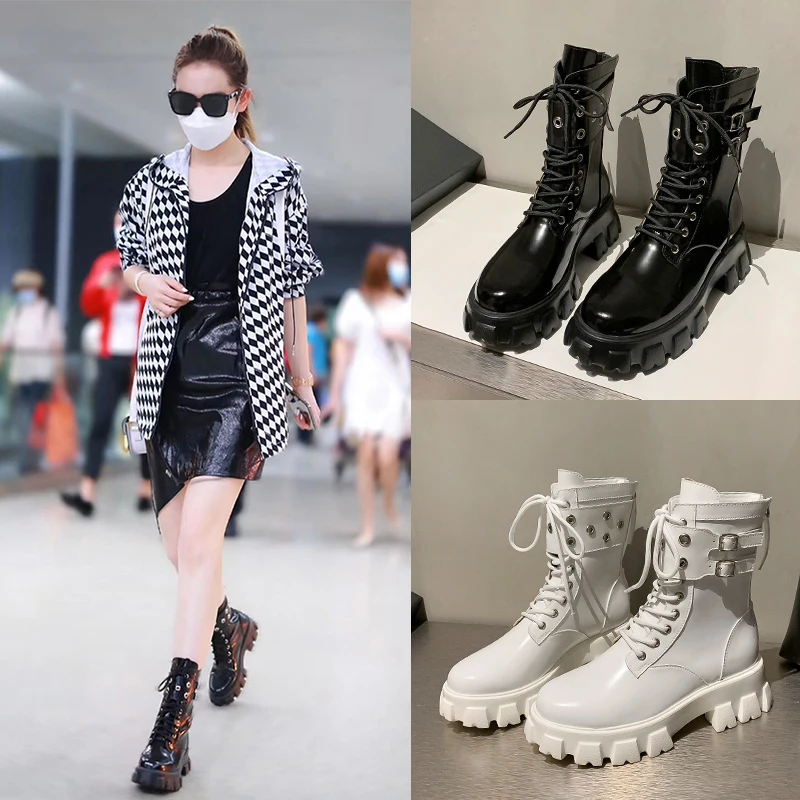 

Platform boots Martin boots women's tide ins2020 new British style leather motorcycle boots women boots