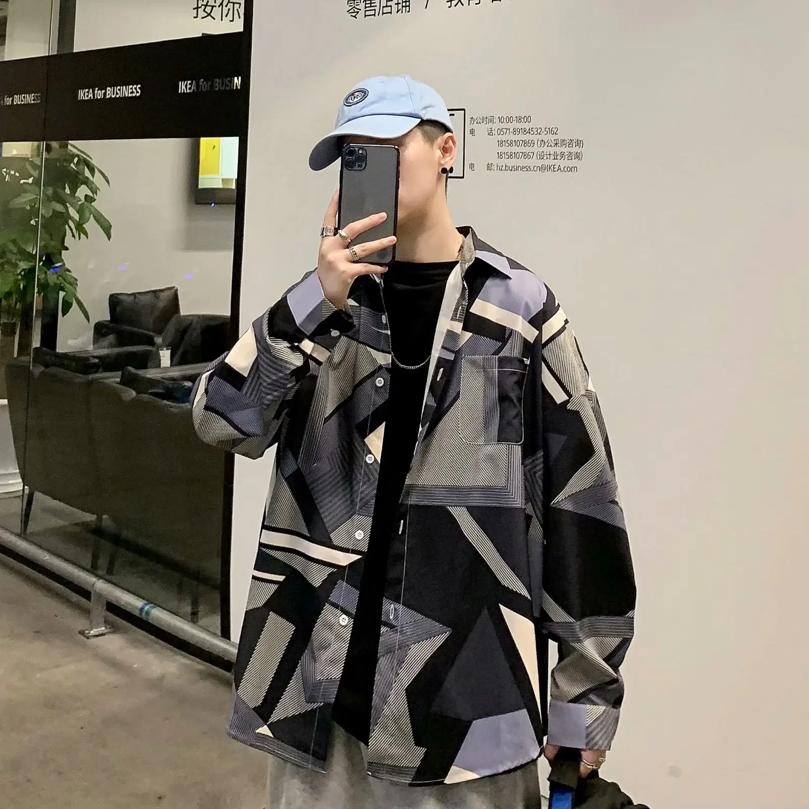 

Japanese long-sleeved shirt male Korean loose ins trend spring and autumn new casual jacket ruffian handsome personality shirt