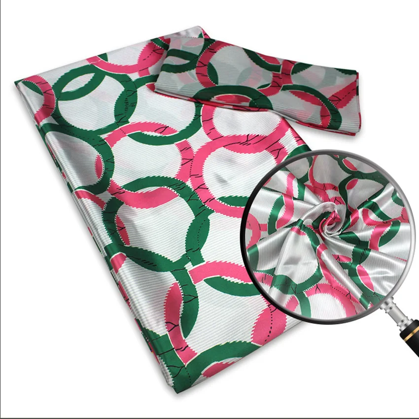 

Soft and comfortable 4+2yards Satin silk fabric with African and Nigerian prints Dress fabric