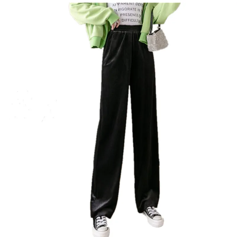 

Женские вельветовые брюки с высокой талией, Элегантные повседневные свободные брюки с эластичным поясом и широкими штанинами, модель S524 на ...