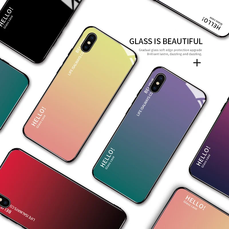 Для Huawei Nova 5 5T Pro 6 SE роскошный чехол с градиентным покрытием Aurora Rainbow &quotHello&quot