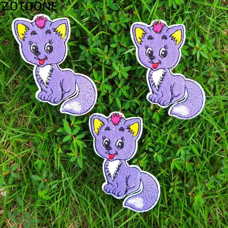 Цветные нашивки ZOTOONE с изображением лисы и кота для одежды вышитый значок сделай