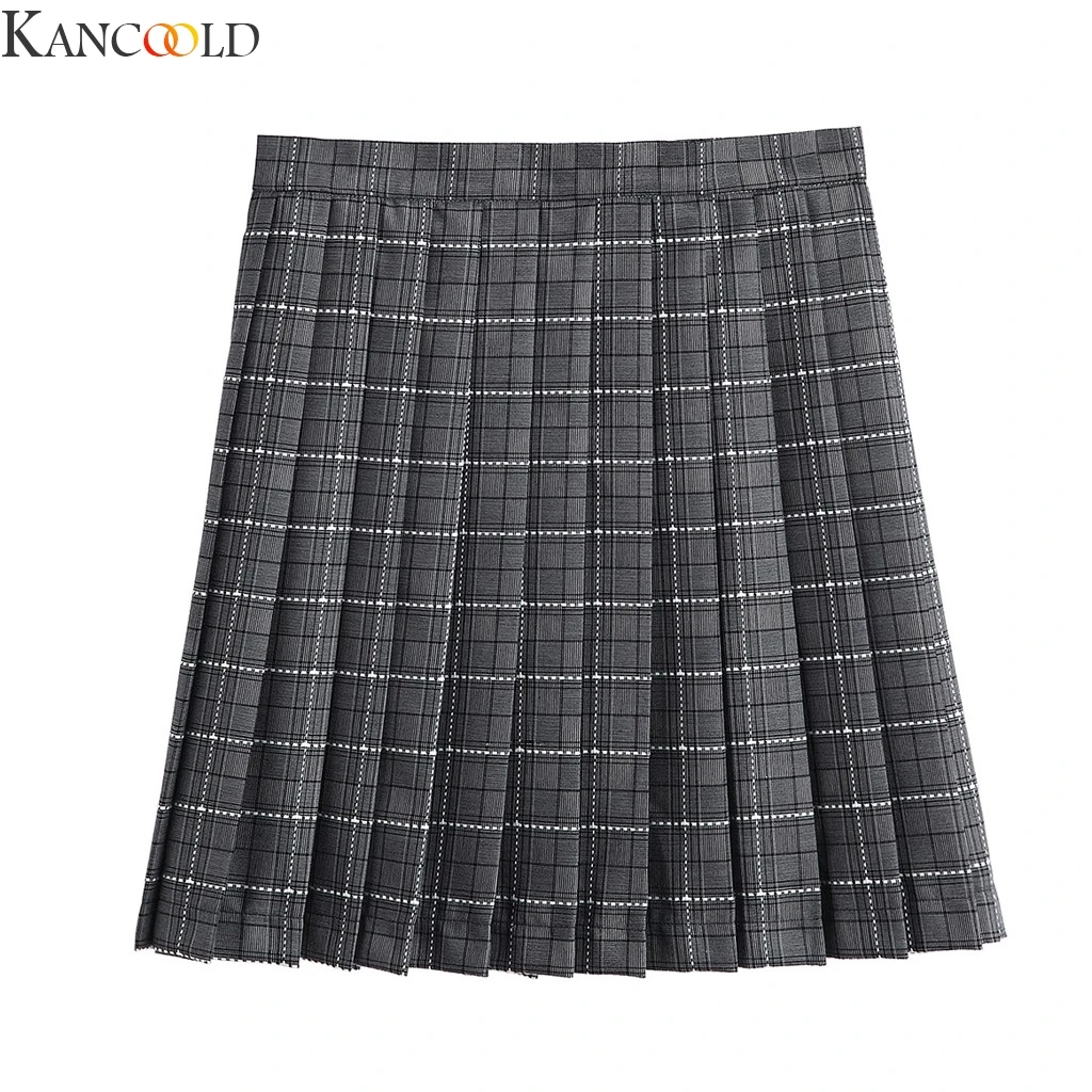 Женская клетчатая юбка с завышенной талией плиссированная для студенток милое