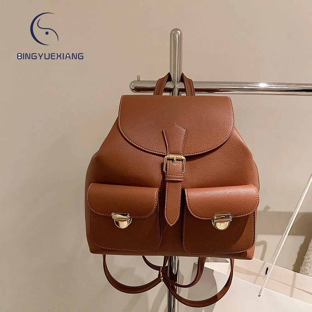 

Multifunctional Small Women's Backpack Fashion High Quality Leather Ladies Anti Theft Backpack Solid Color Women Shoulder Bags