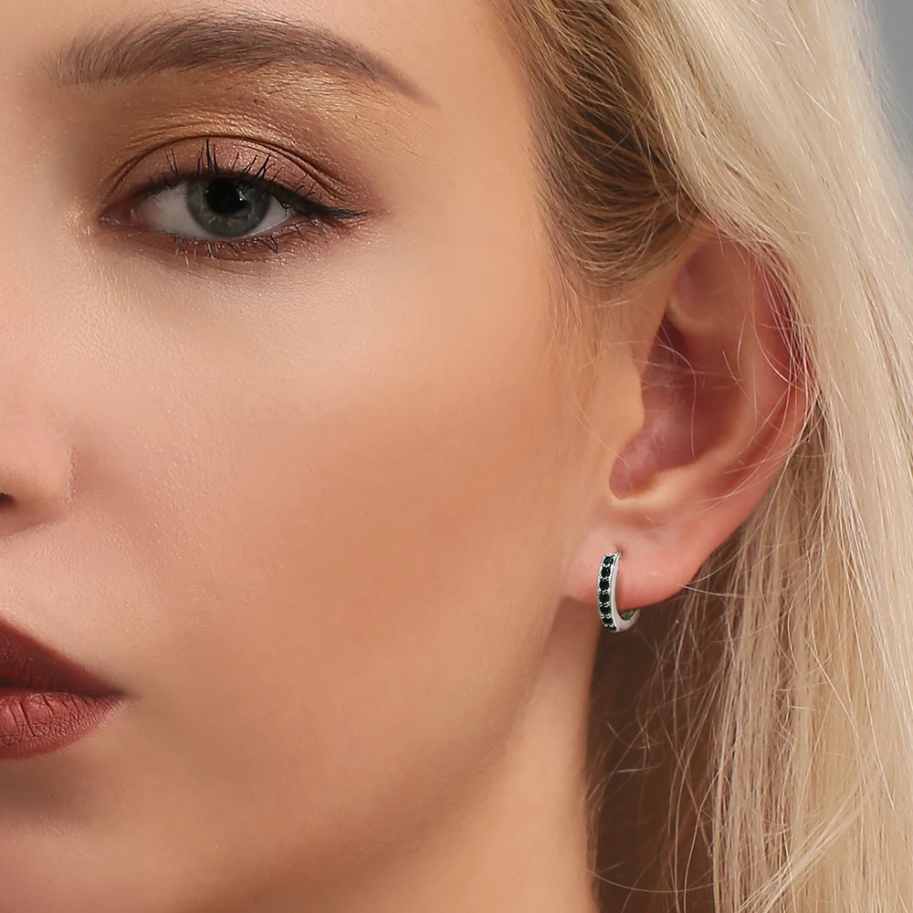 SUPERWEAR маленькие обручи серьги с камнями 925 пробы металлический браслет черный