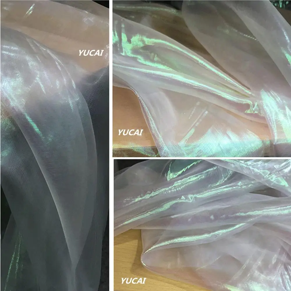 50*140CM Tulle Fabric Pearl pink with seven color illusion organza Cloth Dress Background Curtain DIY | Дом и сад