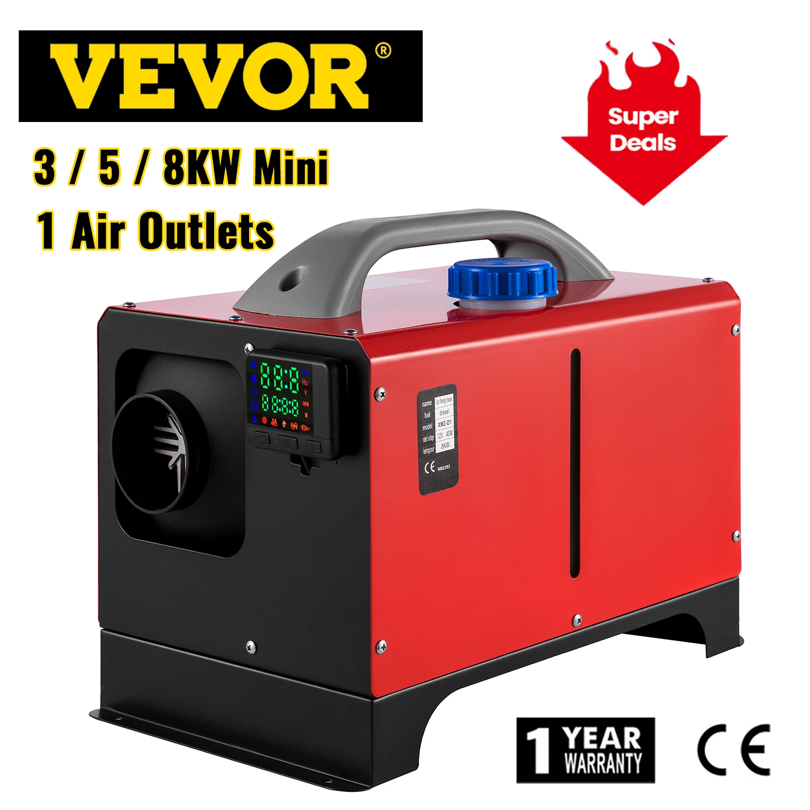 

VEVOR 3 / 5 / 8KW 12V Diesel Air Heater All in One Mini Heater with Silencer LCD Switch Remote Control for Car Bus RV Trucks SUV