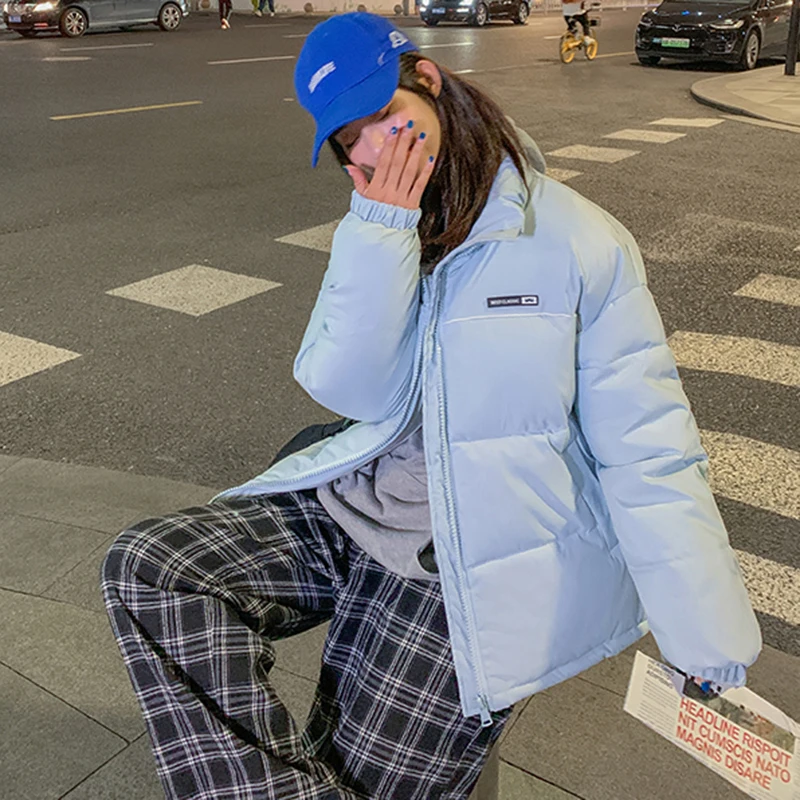 2022 Niche Down Padded Jacket Winter Zipper Warm Loose BF Short Fashion Coat Soft Wear Solid Letter Mujer Thick Pockets Clothing