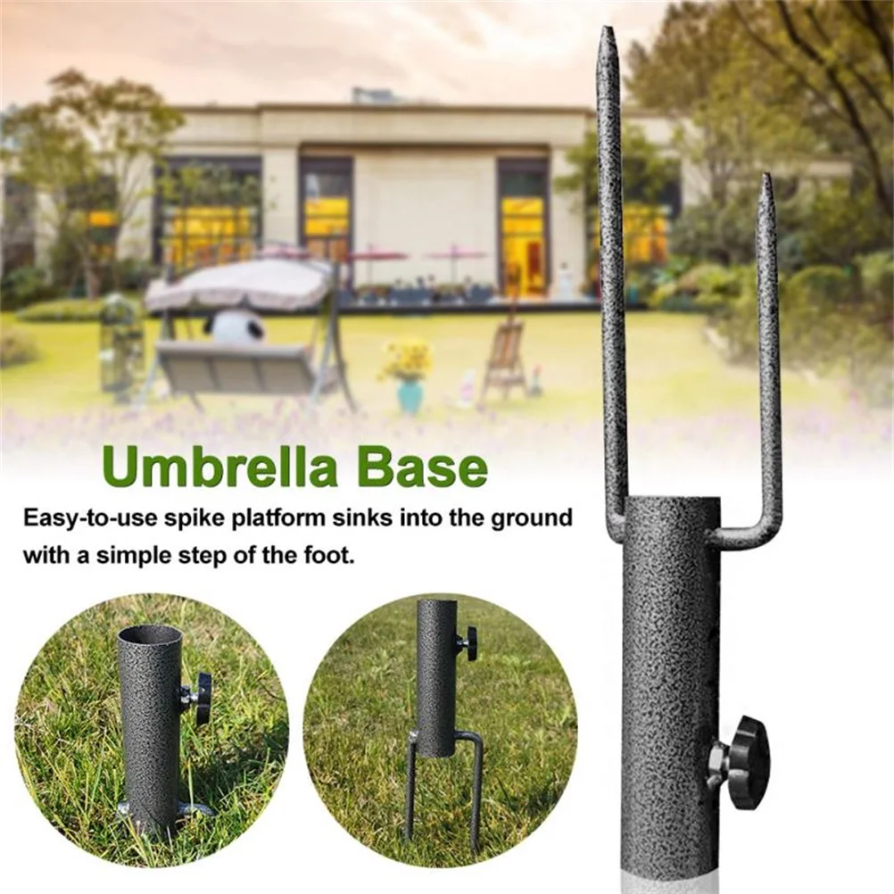 

Parasol Base Outdoor Garden Lawn Mandrel Metal Ground Insert With Handle Holder Adjustable For Beach Umbrella Stand Flagpole
