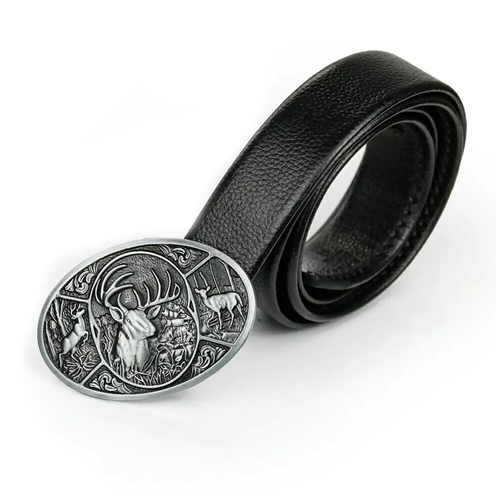 Модная крутая пряжка для ремня с северным оленем животным из натуральной кожи