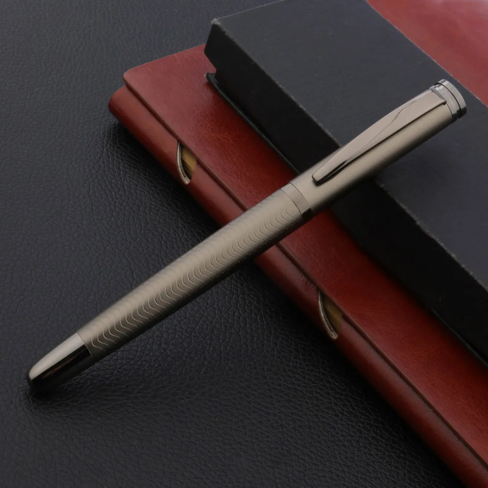Каллиграфическая перьевая ручка серый металлический подарок для офиса