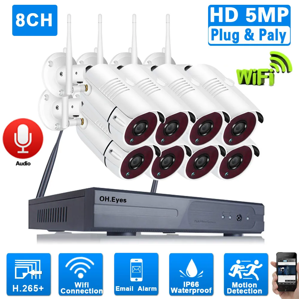 

8 Channel Wifi CCTV Camera Security System Kit 5MP Wireless NVR Kit 8CH Outdoor Waterproof IP Video Surveillance Camera Set 4CH
