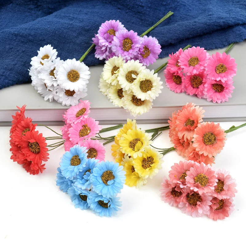 6 шт./лот мини шелковая Маргаритка искусственный цветок букет свадебное