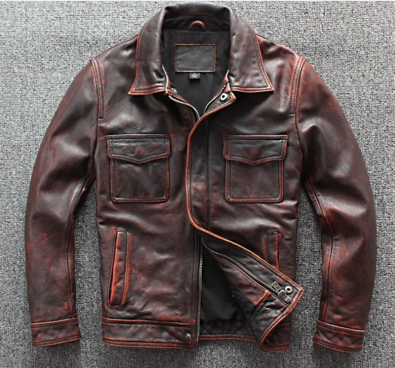 

Retro to do the old red leather motorcycle jacket racing jacket black moto jacket Men's motorbike jacket Motorcycle clothing