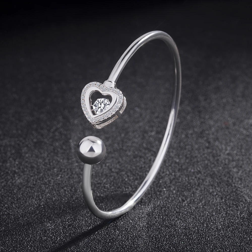 Женский браслет из серебра 100% пробы с фианитами|Гибкие и жесткие браслеты| |