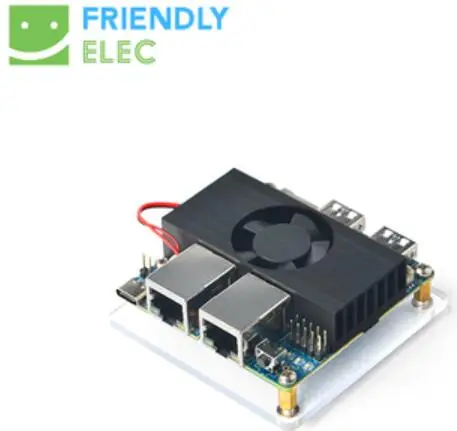 Для NanoPi R4S mini route Радиатор вентилятора с акриловым корпусом RK3399 двойной