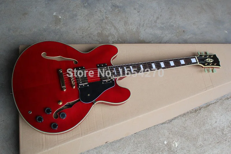 

Free shipping 2015 new ES-335 electric guitar jazz piano burgundy gold metal guitar 151101