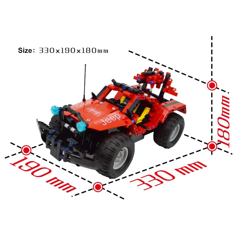 

531pcs 2 in 1 RC Jeep Wrangler Building Block Technical Series Remote Control Cross Country Car Blocks Toys For Kids