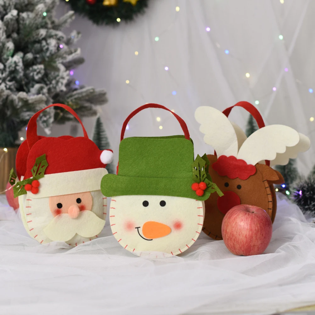 

Cute Children Christmas Apple Gift Bag Santa Claus Snowman Deer Candy Bags Xmas Party Decoration Adornos De Navidad Clutches