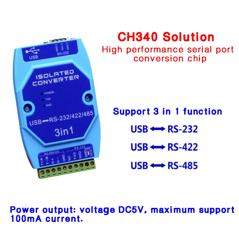 Оптическая изоляция USB к RS485 422 232 интерфейс промышленного класса Молниезащита
