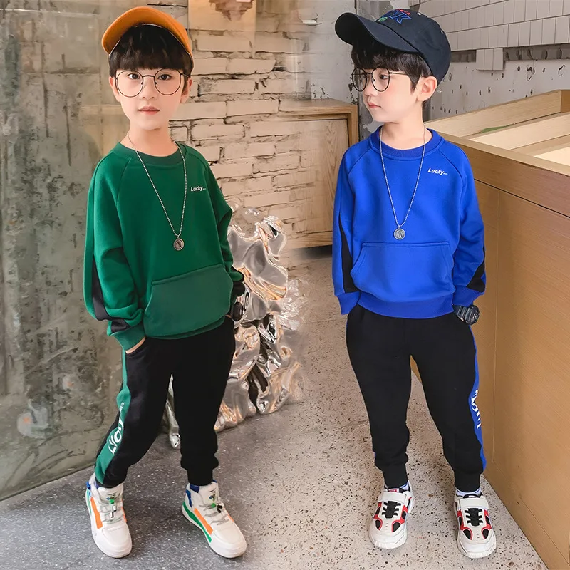 

Boys Clothing Sets Children's Sweatshirts+ Pants 2pcs Suits Kids Cotton Tracksuit Baby Korean Style Outfit Letter Printed