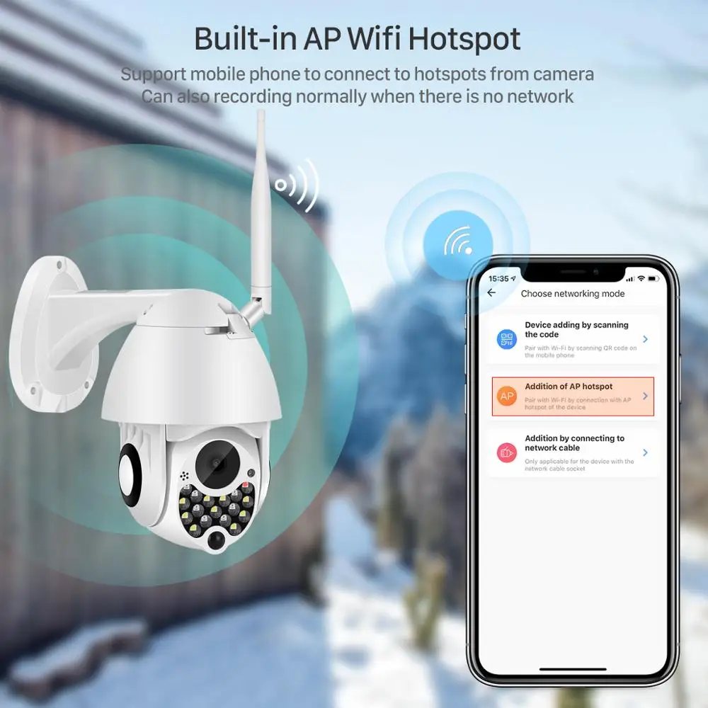 1080P 2-мегапиксельная Wifi PTZ IP камера сирена светильник 17 светодиодов