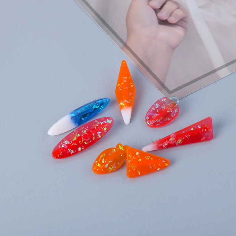 

DIY Crystal Epoxy Resin Mold Hair Clip Geometric Barrette Hairpin Silicone Mould R7RF