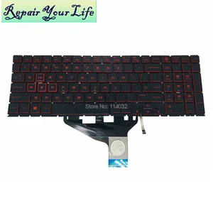 Клавиатура для HP OMEN 15-DC 15-dc0000tx 01tx 15-dc0086nr, английская 9Z.NFBQ.101, черная, для замены красных клавиш с подсветкой