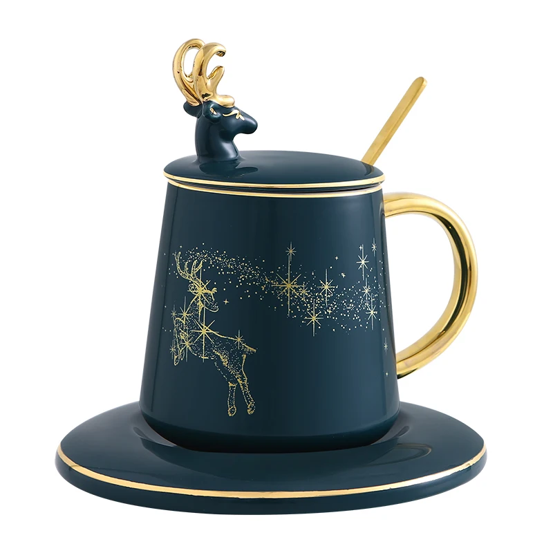 

Nordic mug ins ceramic cup with cover spoon personality creative trend couple light luxury coffee cup dish set