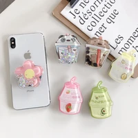 liquid quicksands phone socket for iphone mobile phone stand finger ring holder cute grip tok kichstand mobile support flower