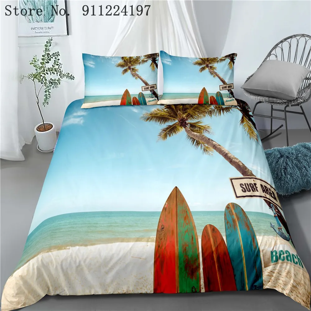 Комплект постельного белья с красивым пейзажем пододеяльник одеяло пляжное