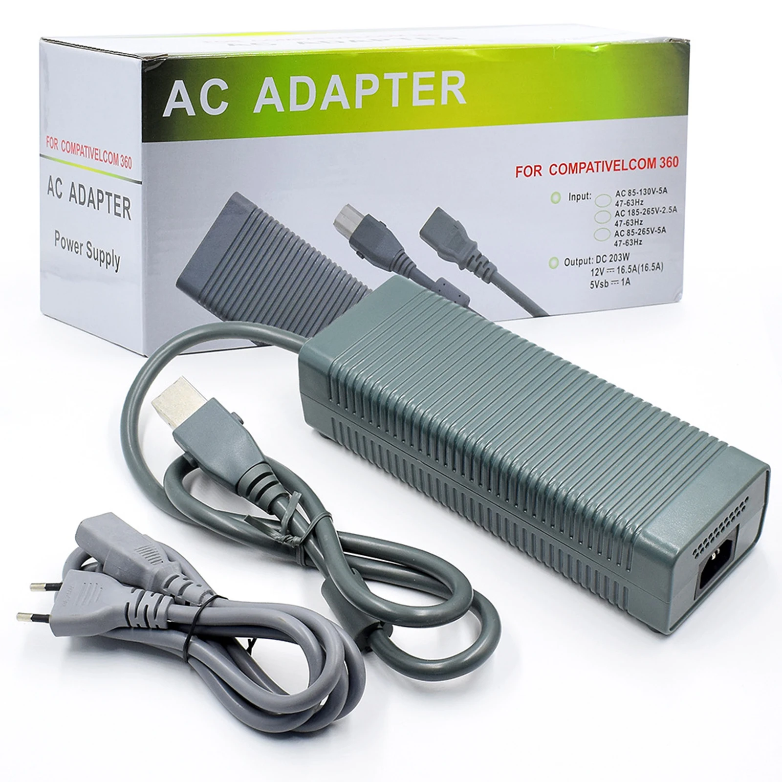 

OEM Блок питания AC адаптер для Xbox 360 с зарядным кабелем 203 Вт адаптер переменного тока с низким уровнем шума Толстая машина адаптер ЕС