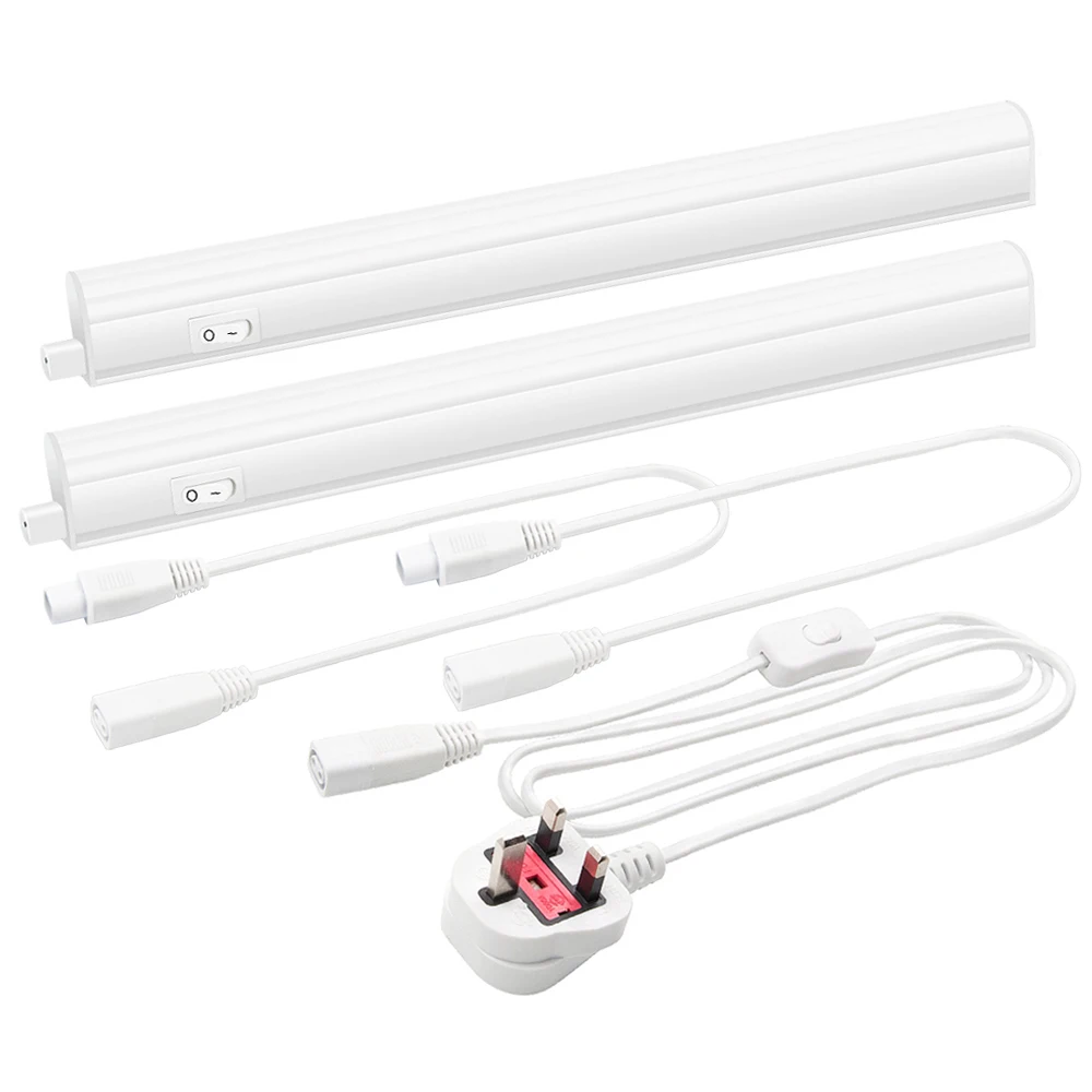 2 Lamps 313mm Подключаемый T5 5W светодиодный светильник для кухни под шкаф под светильник в шкаф нейтральный белый 4000K Длина 313 мм с британской вилкой - Цвет: 2 Lamps 313mm