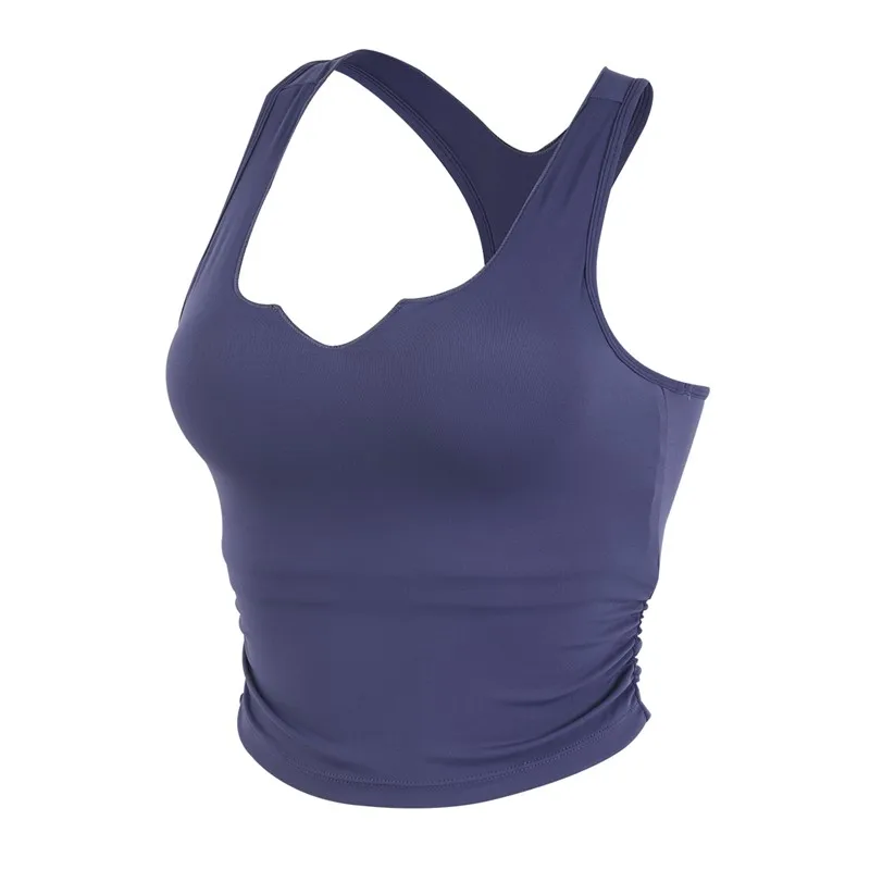 

Sexy V collar Sports Top For Women Gym Yoga Top Hollow Back Fitness Push Up Crop Tops Activewear Run Tank elastic Sport Vest Top