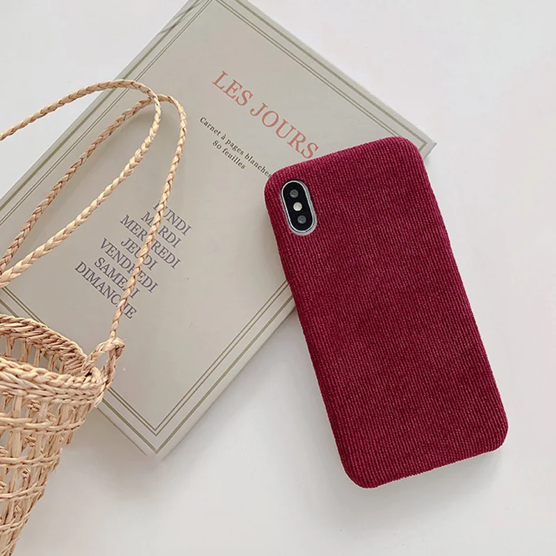 From Jenny однотонный вельветовый для iPhone x xr xs max 6 6s 7 8 плюс простая под мобильный телефон флисовый Мягкий защитный чехол