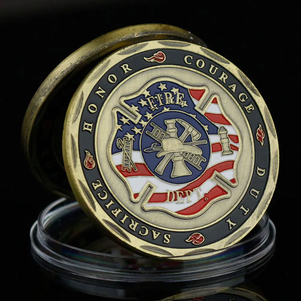 Позолоченная монета 40 мм Святого Флориана покровитель пожарных | Дом и сад