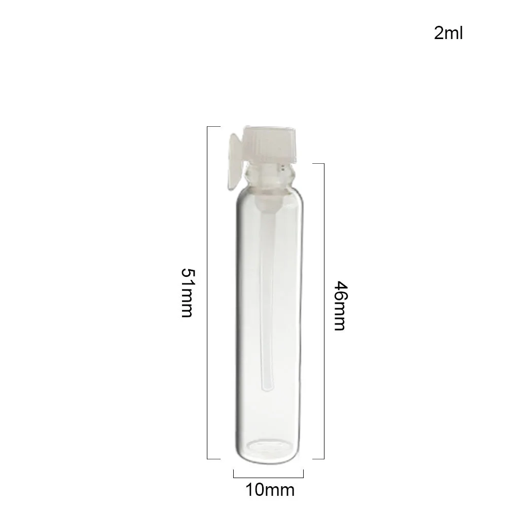 2ml 100 x Портативный 1 мл 1,5 мл 2 мл 3 мл стеклянный флакон для духов паровой Пробник пробный флакон для духов с прозрачными черными пробками - Цвет: 2ml