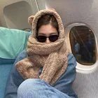 Новинка 2022, стильная шапка с медведем, женские шапки, Зимняя Теплая Шапка-бини, цельная шапка из овечьей шерсти, Женские повседневные облегающие шапки, шапки для вечерние, подарок