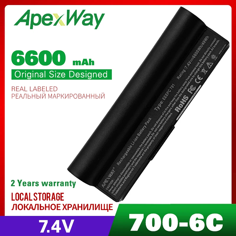 

7.4V Laptop Battery A22-700 A22-P701 P22-900 For Asus Eee PC 900 701 700 2G 2G Surf 4G 4G Sur 4G-X 8G 90-OA001B1100 6600mAh