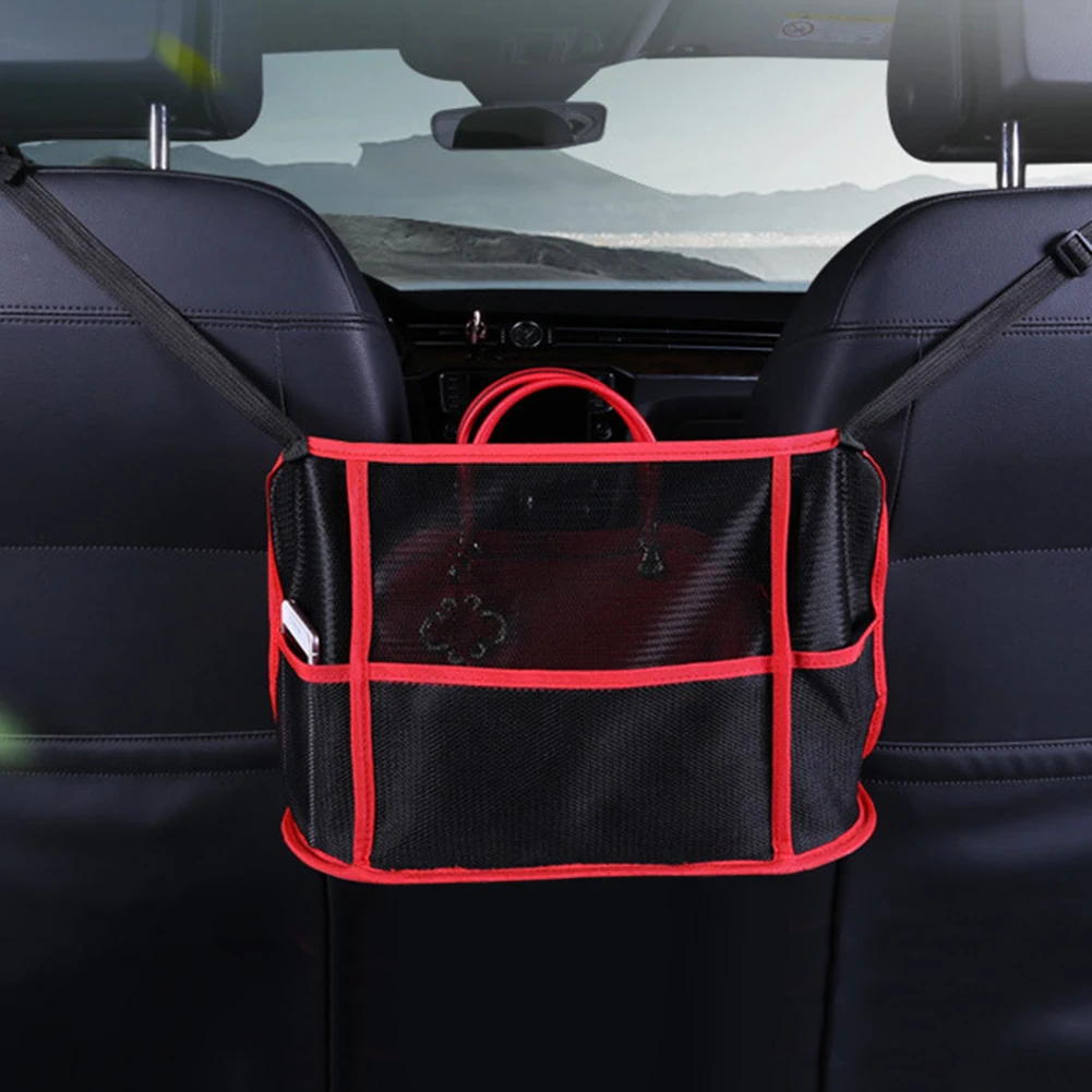 

Car Net Pocket Type Handbag Holder Between Seats, Car Storage Bag For Documents, Etc., Rear Pet Child Guardrail-Red