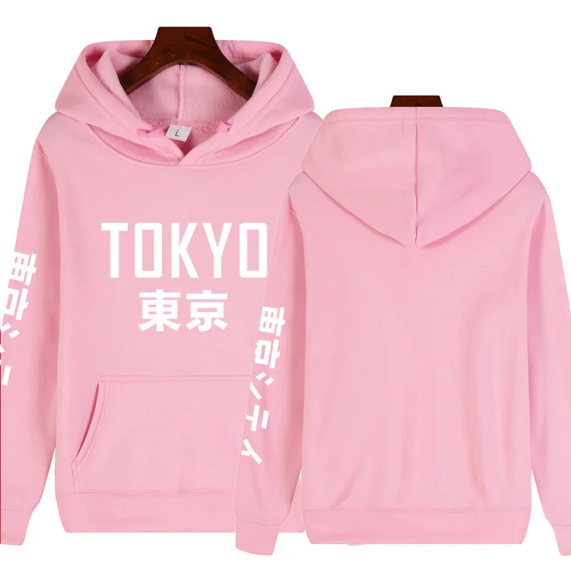Pink Новое поступление, толстовки в японском стиле Харадзюку, пуловер с принтом в виде города Токко, свитер в стиле хип-хоп, уличная одежда 2XL размера плюс - Цвет: Pink