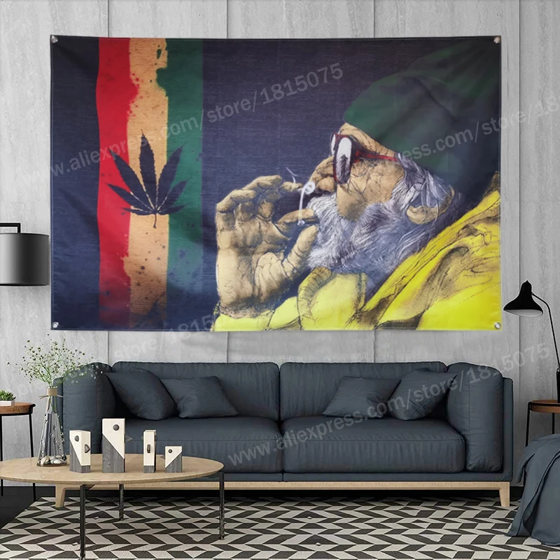 Флаг для курительных листьев баннер музыкальная рок-группа регги раста