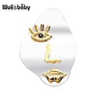 wulibaby beauty eye mouth face brooches women metal figure office casual brooch pins gifts