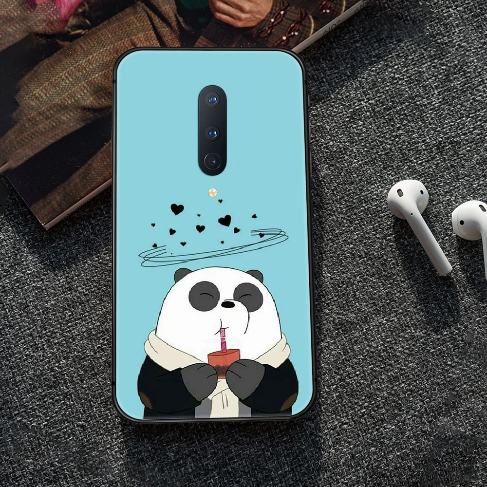 

cute Cartoon Bare Bear Phone Case Cover Hull For 1+ Oneplus 5T 6 6T 7 7T 8 8T Pro black Cover Tpu Waterproof Soft Etui Pretty
